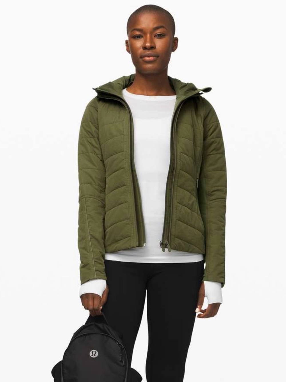 lululemon Another Mile Jacket Quilted Hooded Green Size 8
